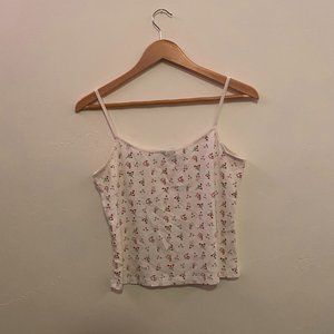 In Charge Cropped White Tank Top with Flowers